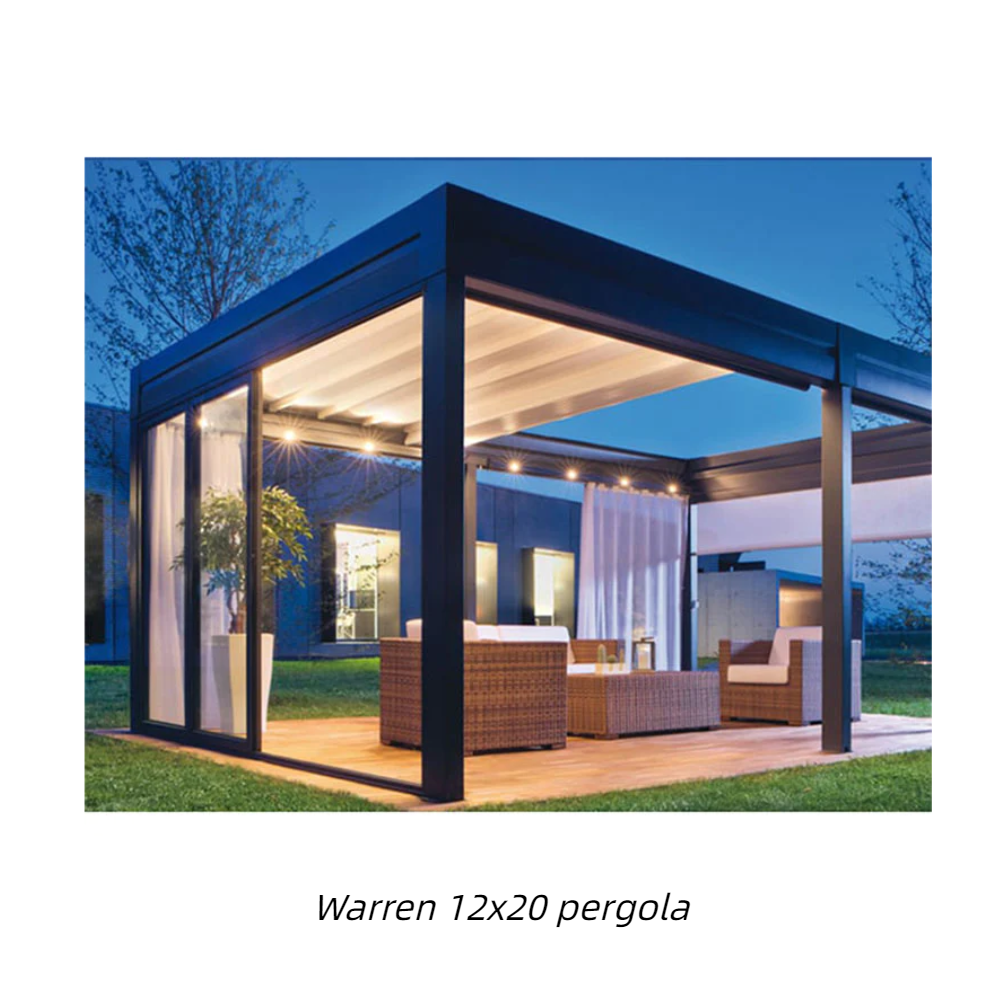 Warren 12x20 pergola canopy with outdoor aluminum louvered roof