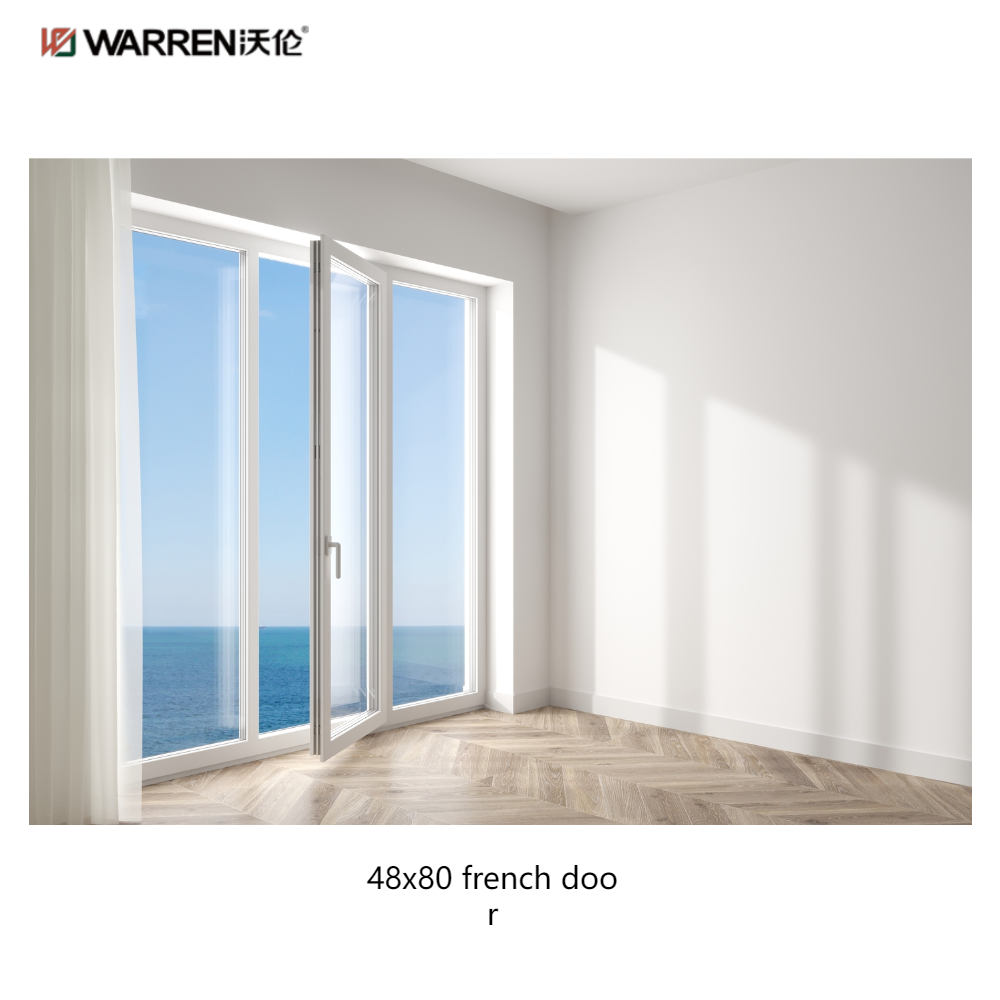 Warren 48 x 80 Interior French Doors White with Glass Internal