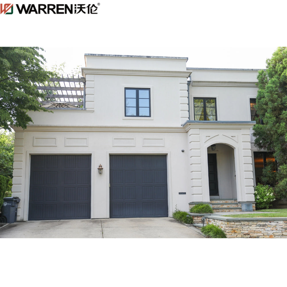 Warren 14x14 Glass Garage Door With Pedestrian Door Black Garage Door With Frosted Glass