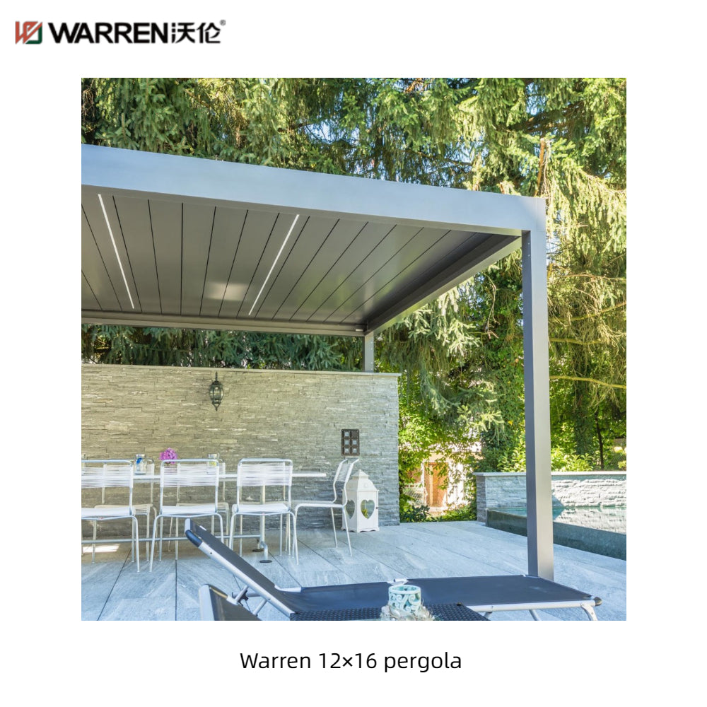 Warren 12x16 Aluminum Pergola with Louvered Patio Roof System