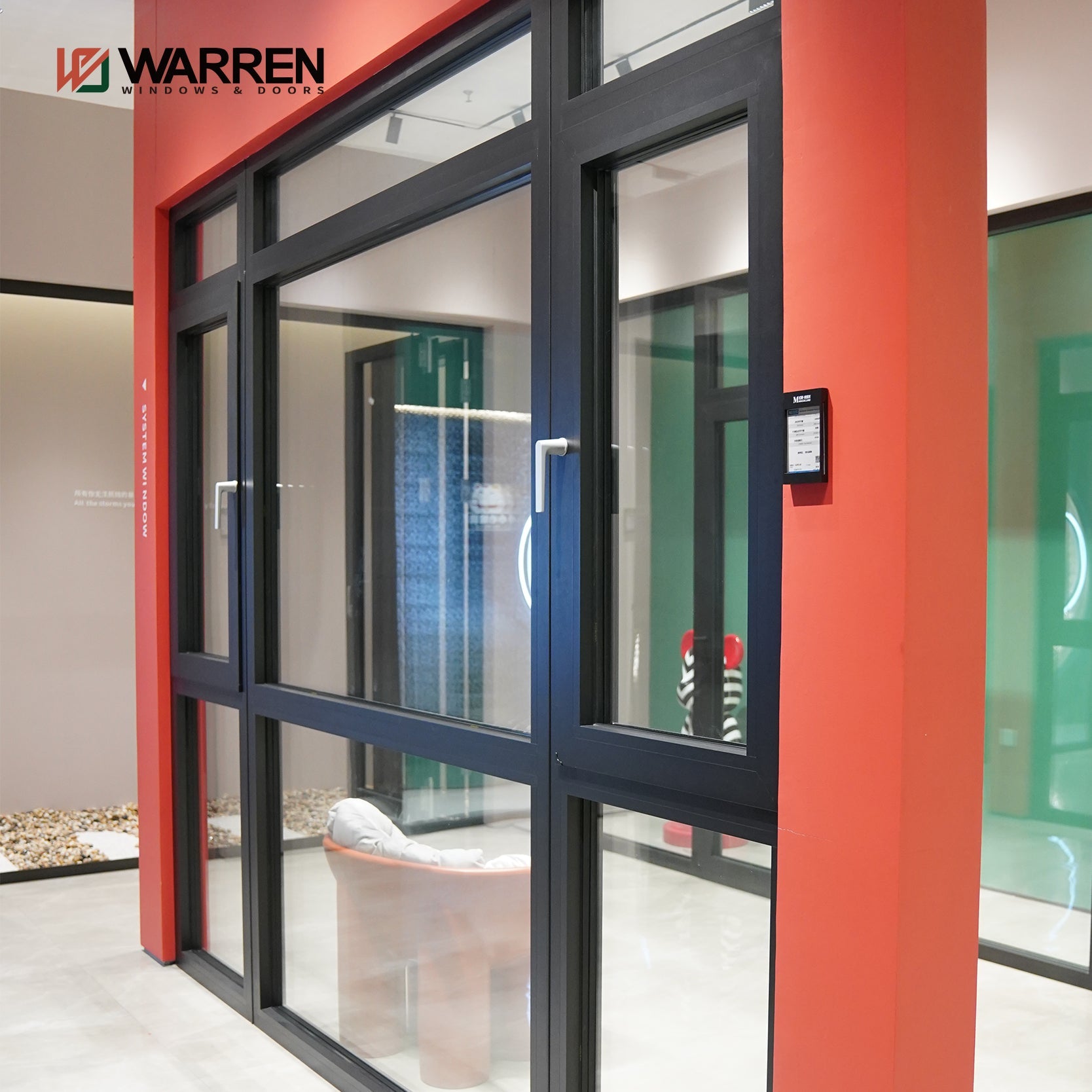 Warren 9 Foot Window North American Standard NFRC Narrow Frame Glass Thermal Break Black Aluminum Windows