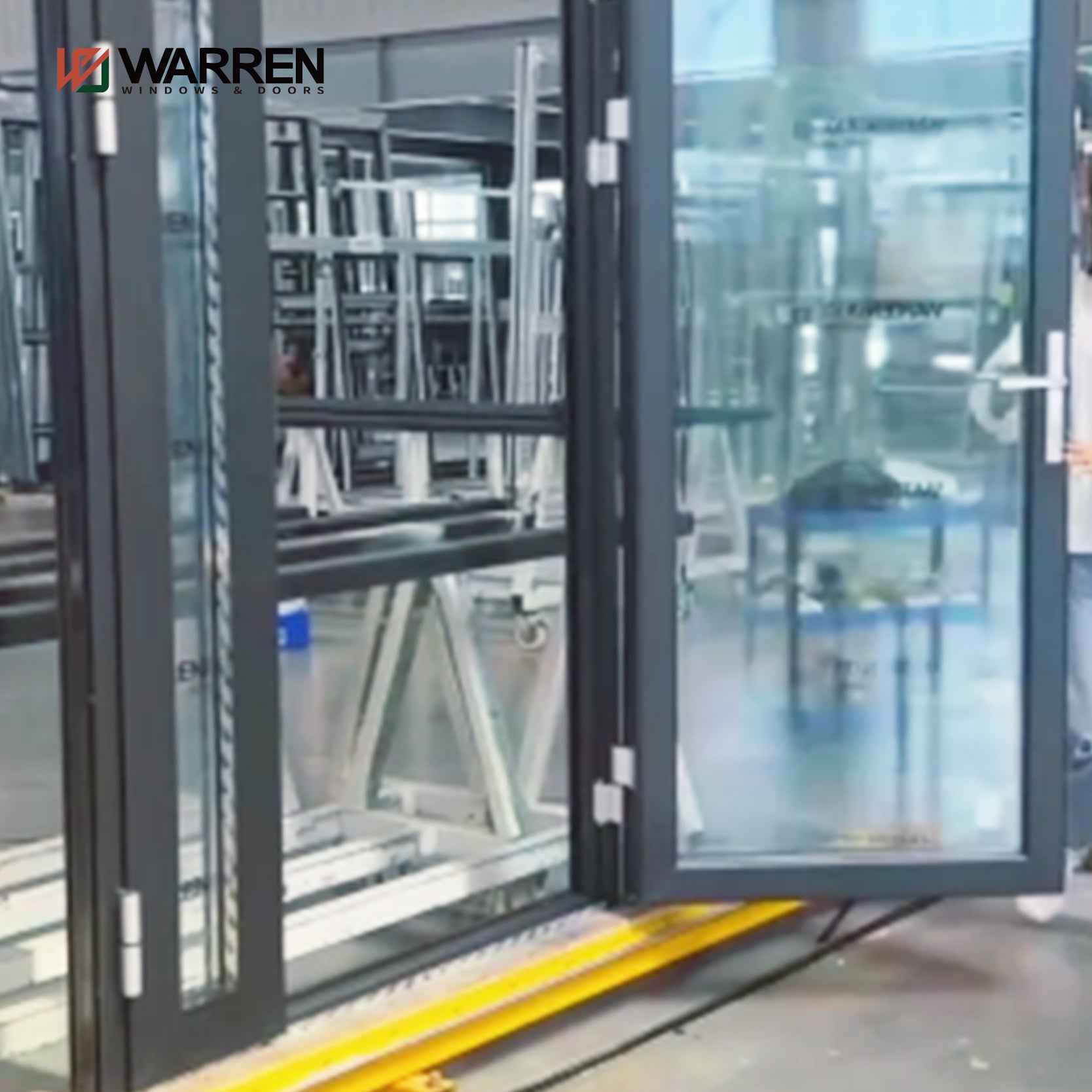 Warren Commercial Aluminum Soundproof Double Glass French Doors Glass Door Asymmetric Design Aluminum Door