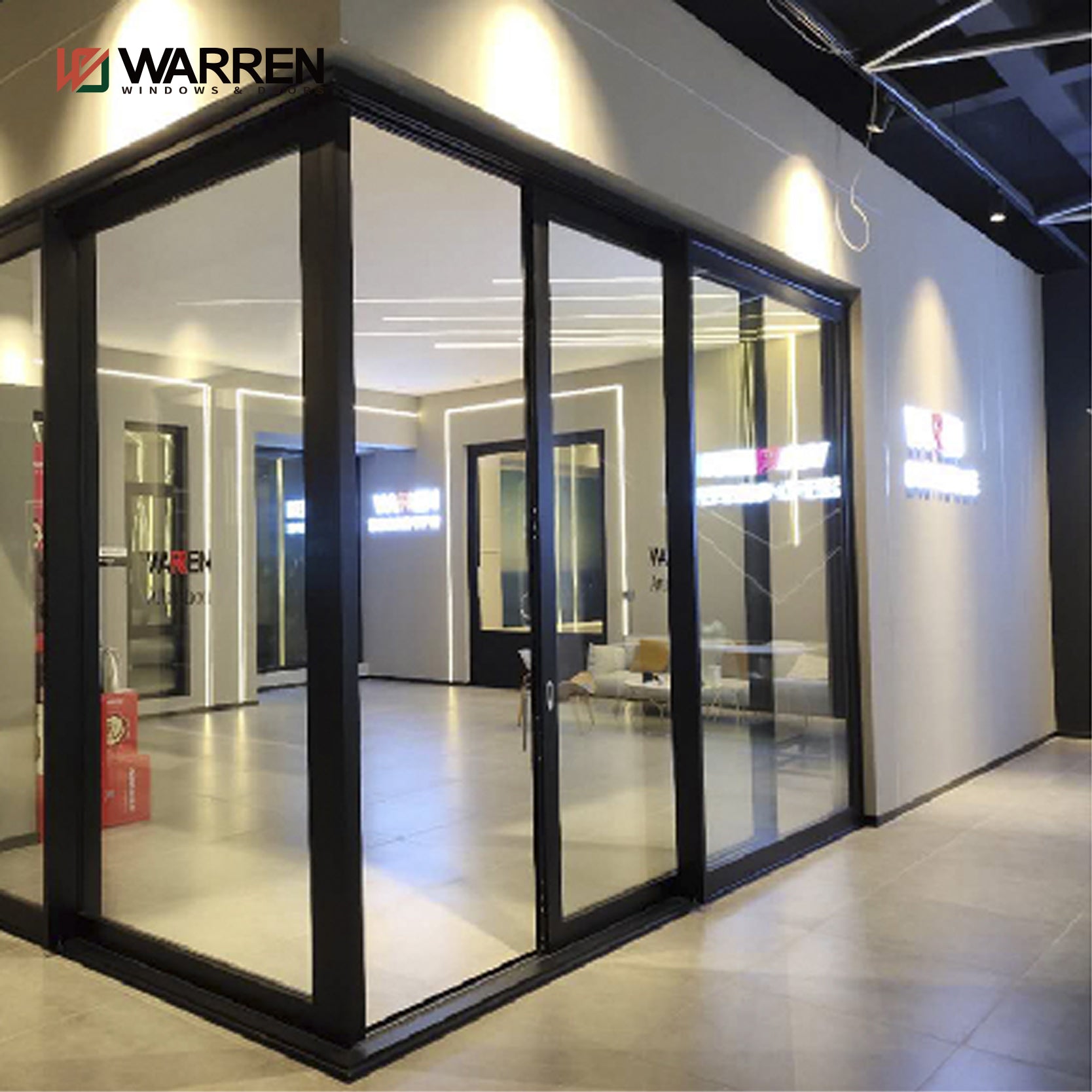 Warren Factory Hot Sales Modern Design Soundproof Bi-Fold Door Glass Aluminum Doors