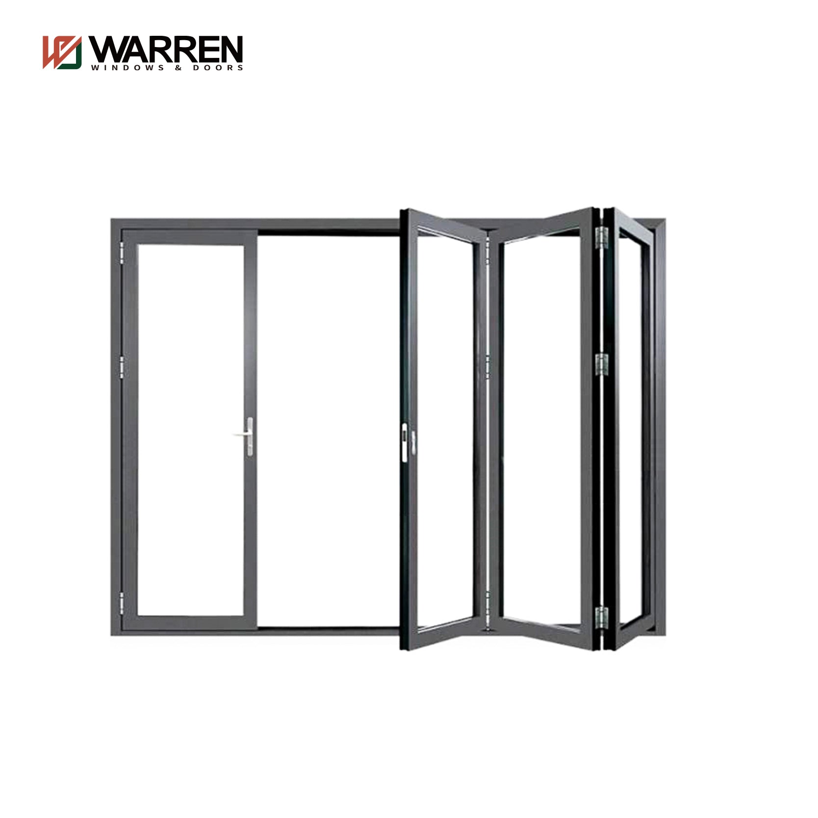 Warren Factory Hot Sales Modern Design Soundproof Bi-Fold Door Glass Aluminum Doors