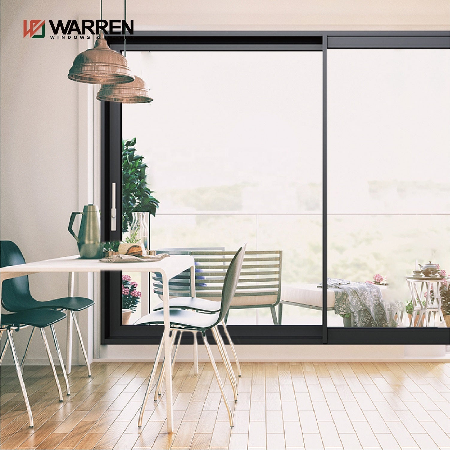 Warren Modern design patio balcony exterior door 96x80 inch patio sliding door aluminum glass sliding door