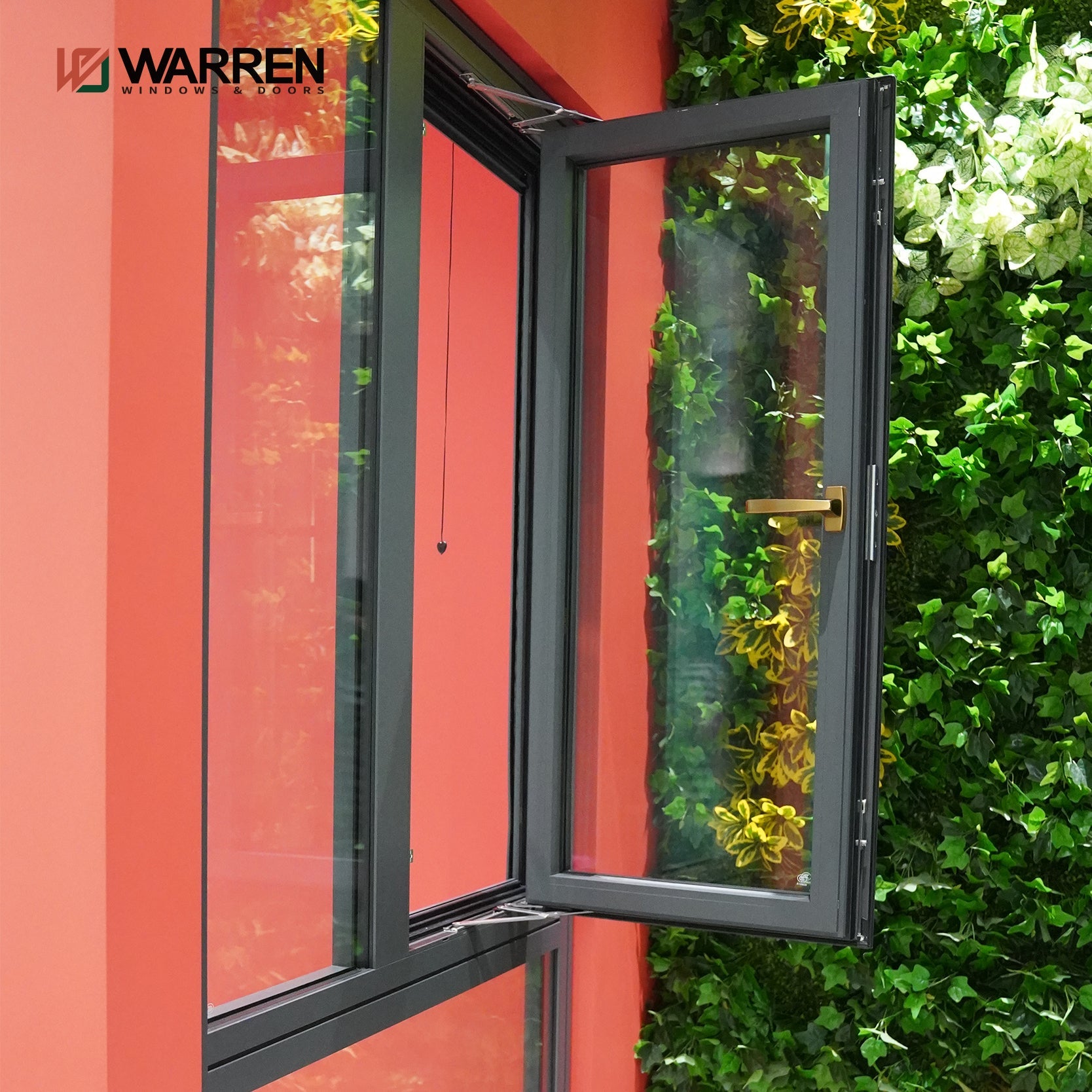 Warren Good Quality Hinge Aluminium Window Tilt and Turn Brown Wood Design Windows for Depot Home Window Sales