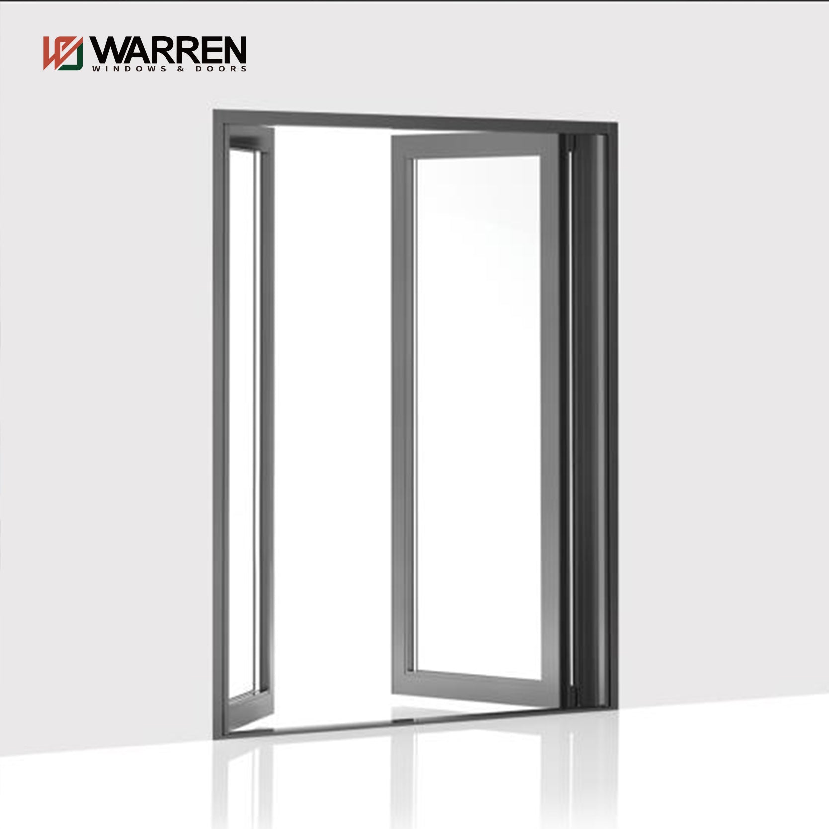 Warren Customized Manufacturer Direct Sales Aluminum Glass French Door Asymmetric Design Openable Side Lite Aluminum Glass Door