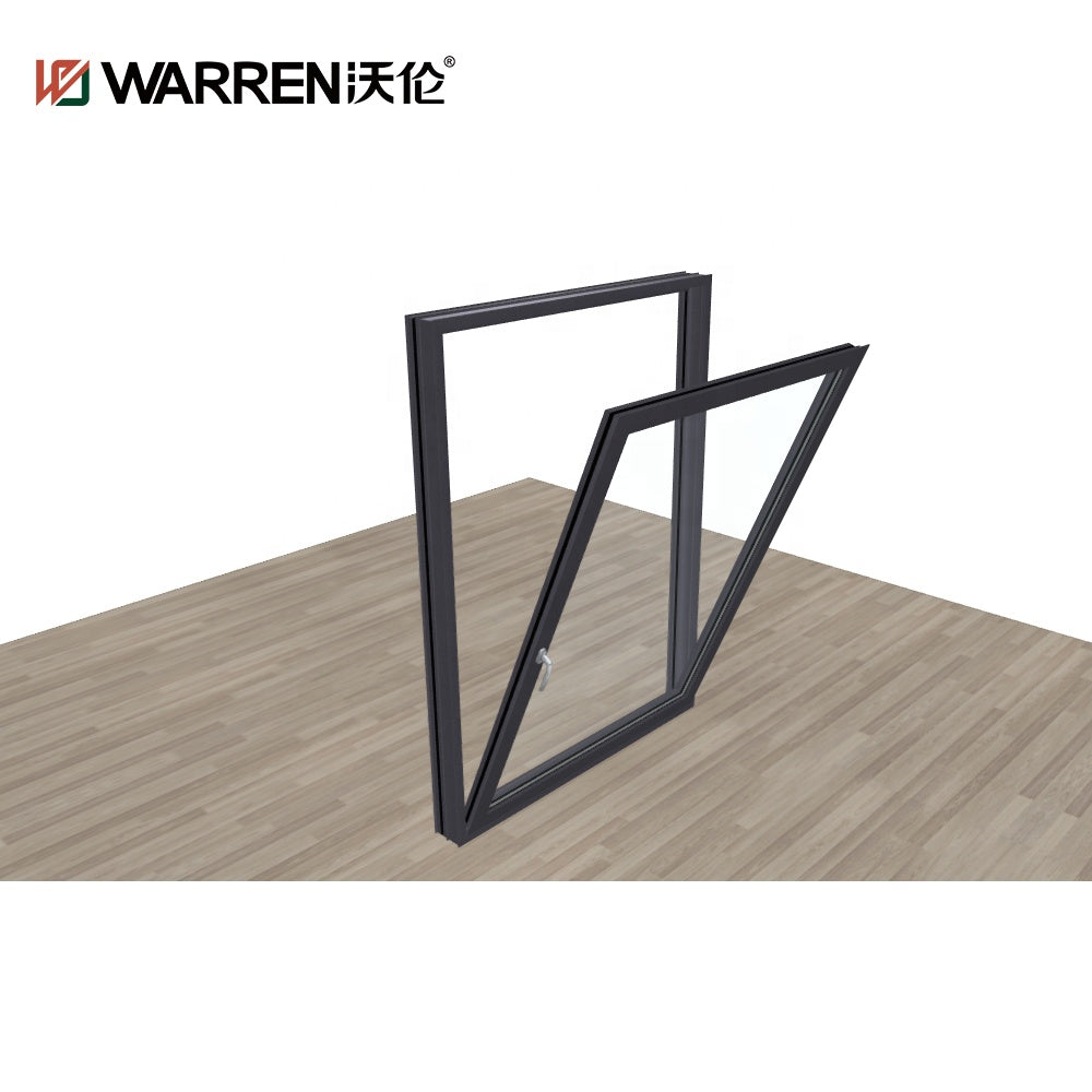 Warren 8 Foot Window Top Supplier Black Thermal Break Aluminum Double Glazed Tempered Glass Window