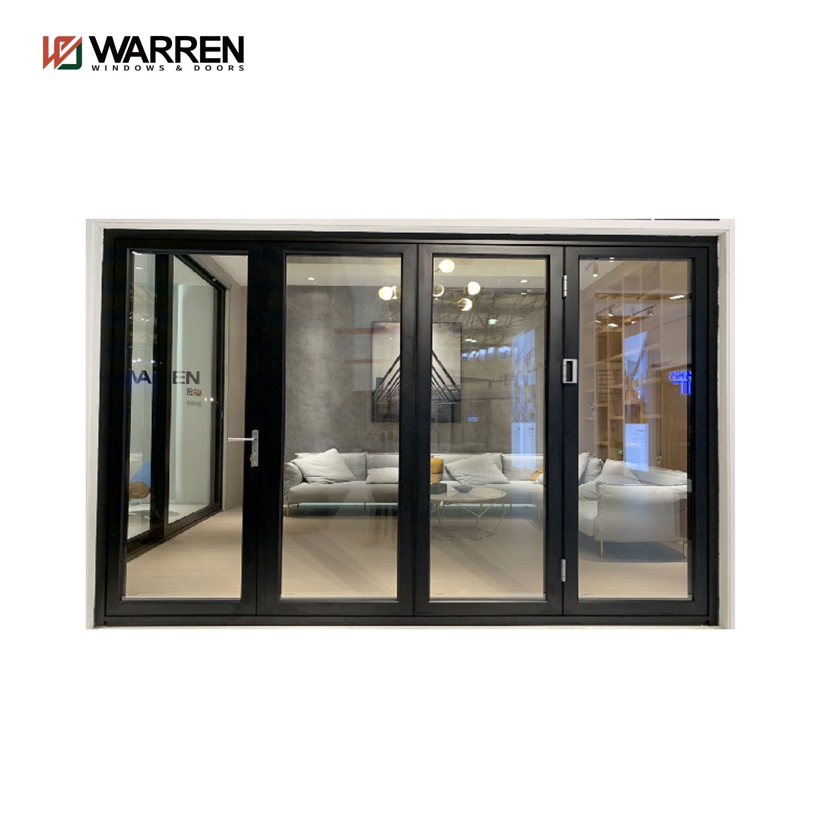 Warren Modern Aluminium Frames glass folding door Double Glazed Folder Door Interior Folding Glass Door