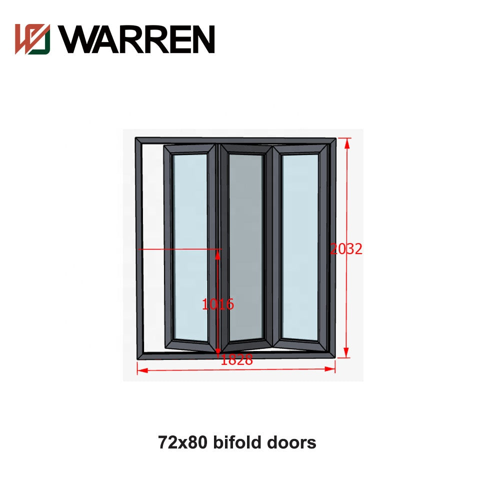 Warren 135 Black color balcony folding door double glaze aluminum bifold doors for factory sale