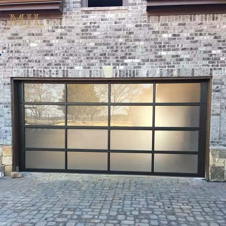 Warren 10x12 garage door Security Sectional Garage Door Black Glass Automatic Aluminum Glass Garage Door