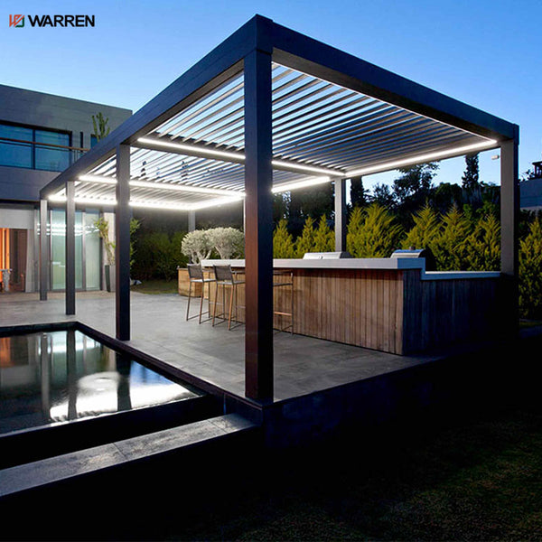 Warren automatic modern sliding motorized aluminium louver outdoor glass pergola