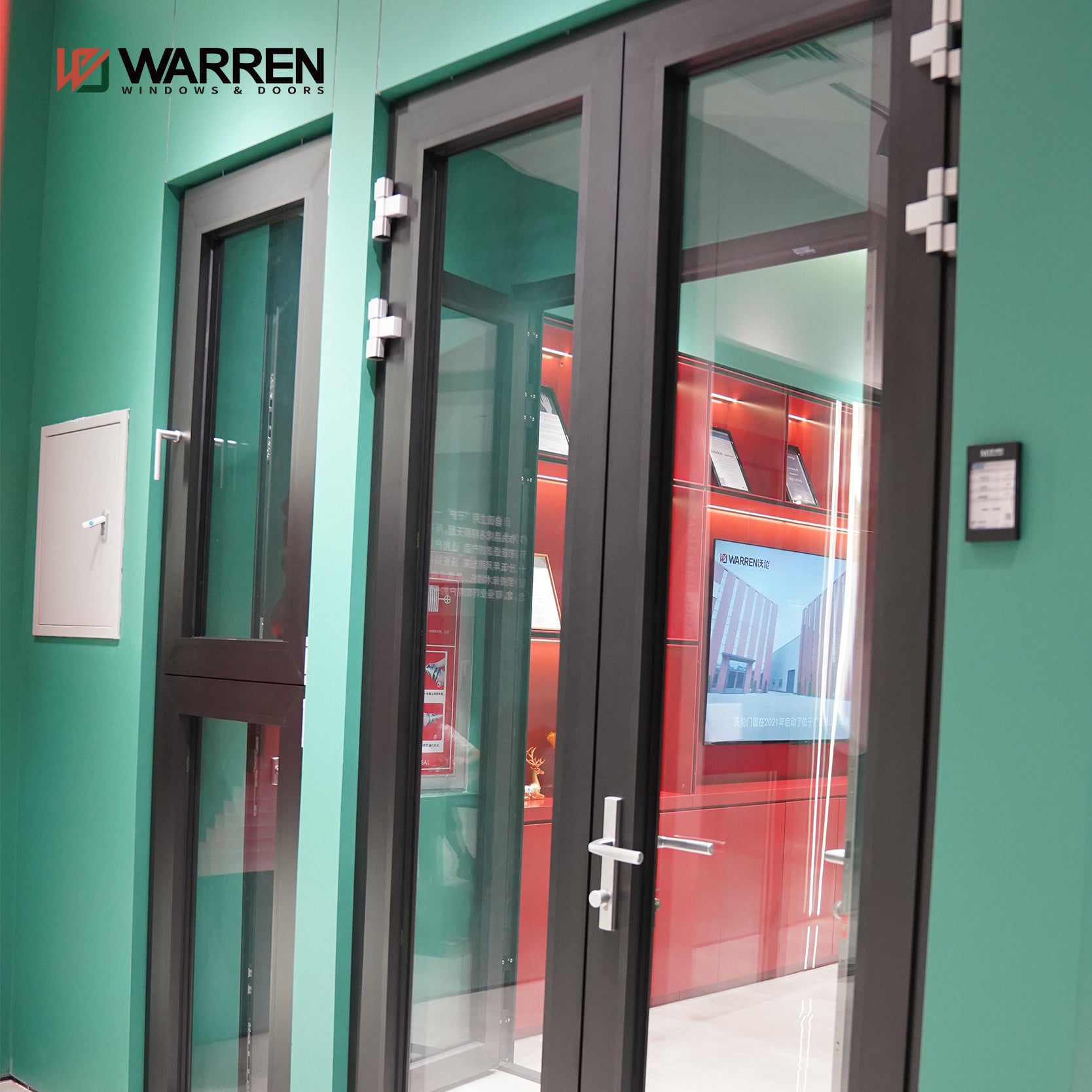 Warren Modern Indoor Aluminium French Casement Swing Glass Door Internal Glass Walls Divider Interior Metal   Framed French Doors