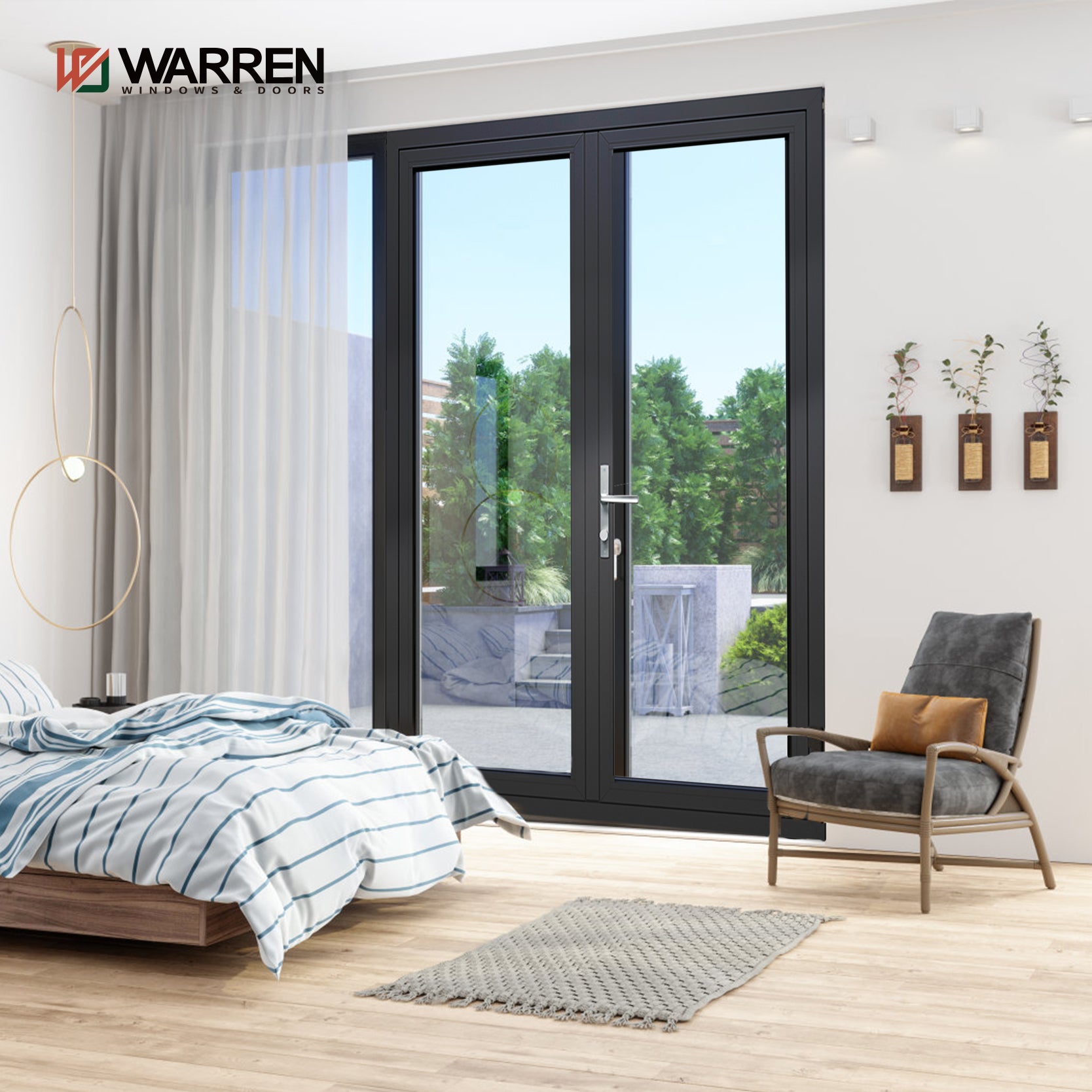 Warren New Promotion  Hot Style Aluminum Frame Kitchen Casement Door Interior Swing Door