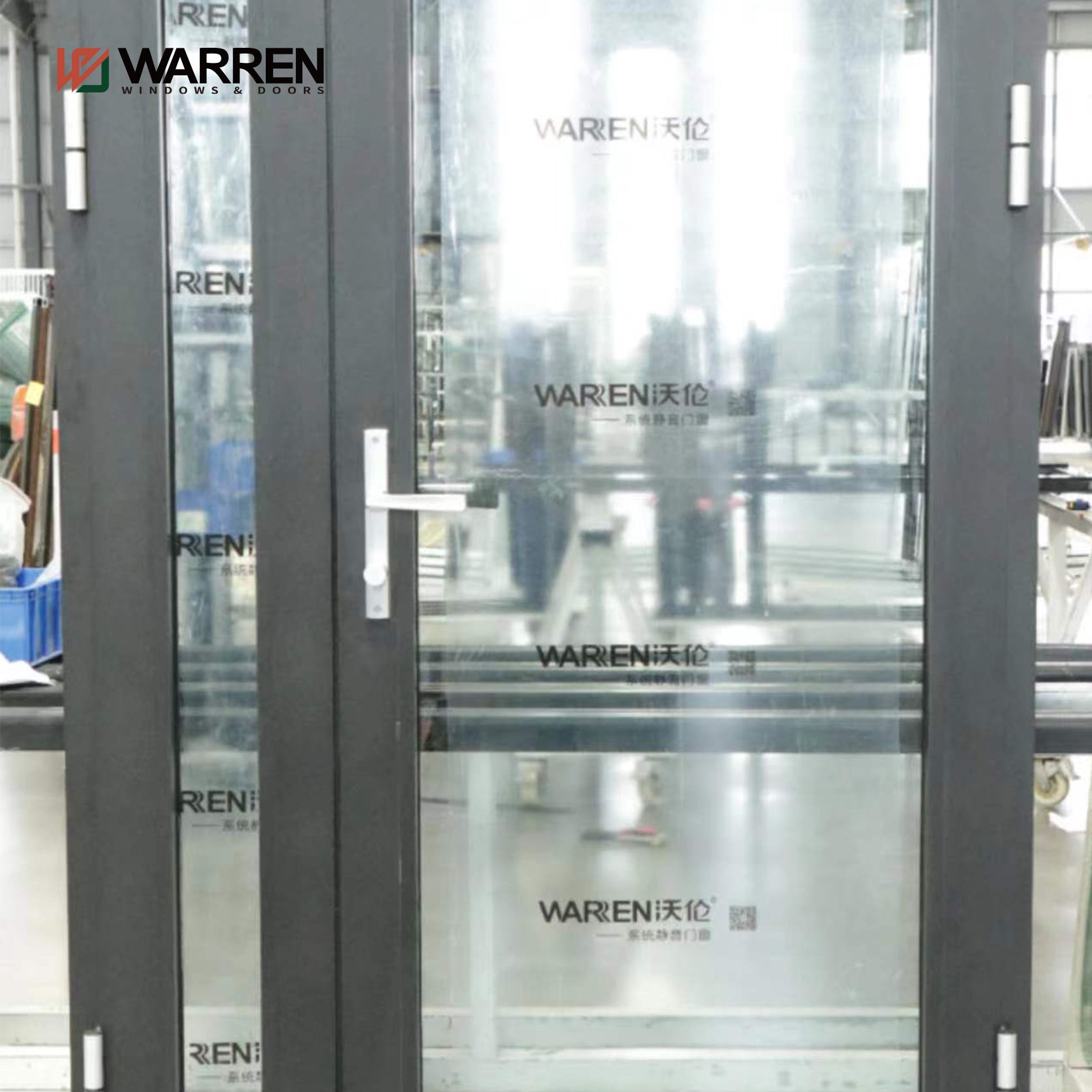 Warren Customization Asymmetric Design Openable Side Lite Price French Door Modern Aluminum Door