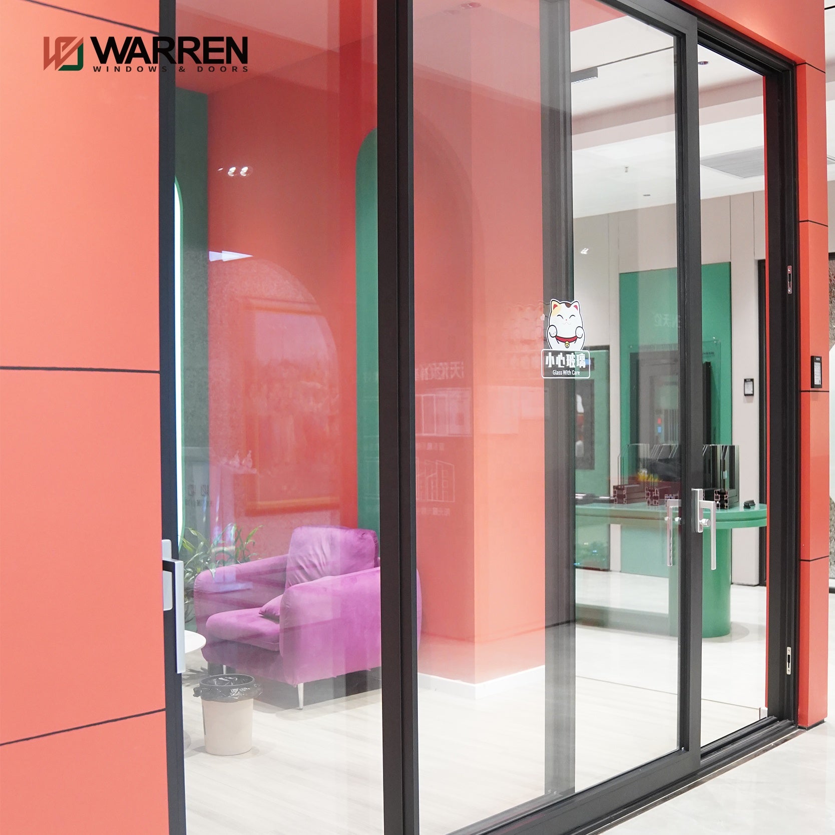 Warren Modern Aluminum Sliding Door Double Tempered Glass For Sale