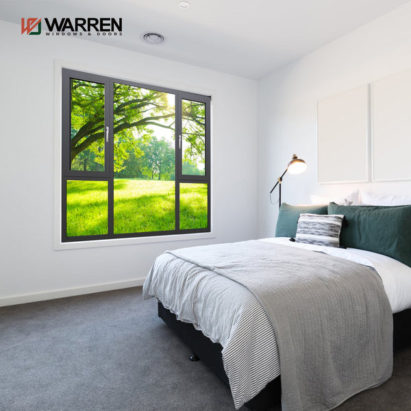 Warren Chinese Factory Made Black Aluminum Double Glass Tilt Turn Energy Efficient Casement Windows