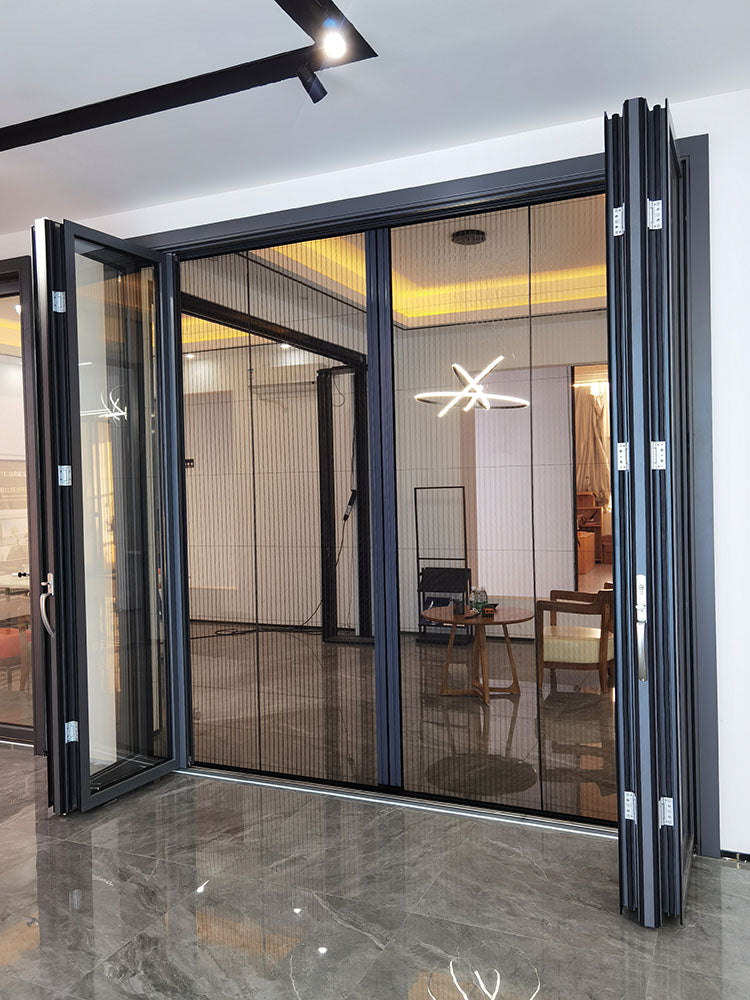 Warren Waterproof Exterior Aluminum Glass Bifold Patio Soundproof Bifold Doors 10Ft folding Door Cost