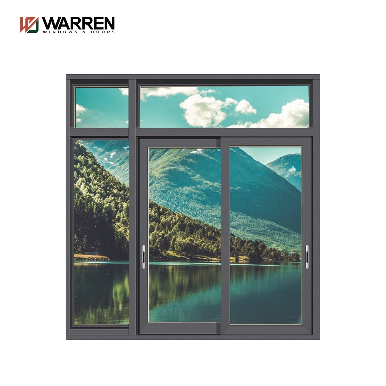 Warren Factory outlet aluminum sliding window frame exterior black patio garden large double glazed soundproof sliding window