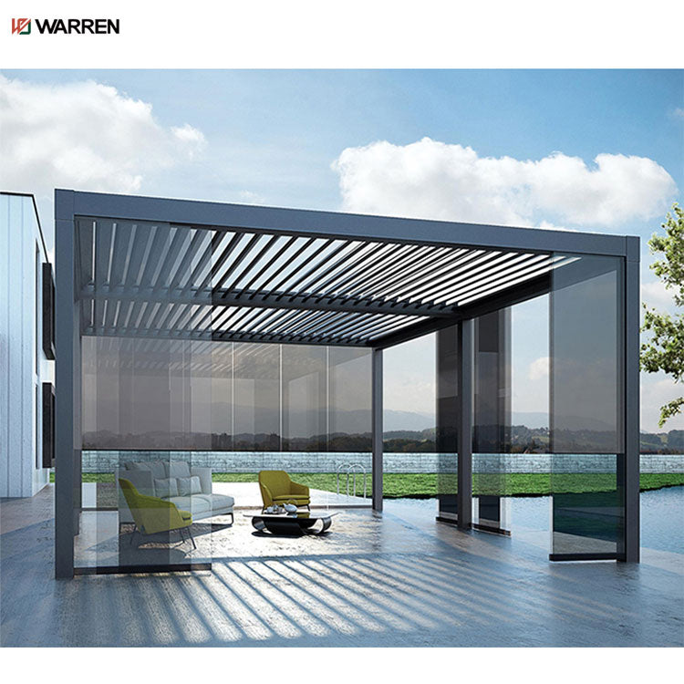 Warren automatic modern sliding motorized aluminium louver outdoor glass pergola