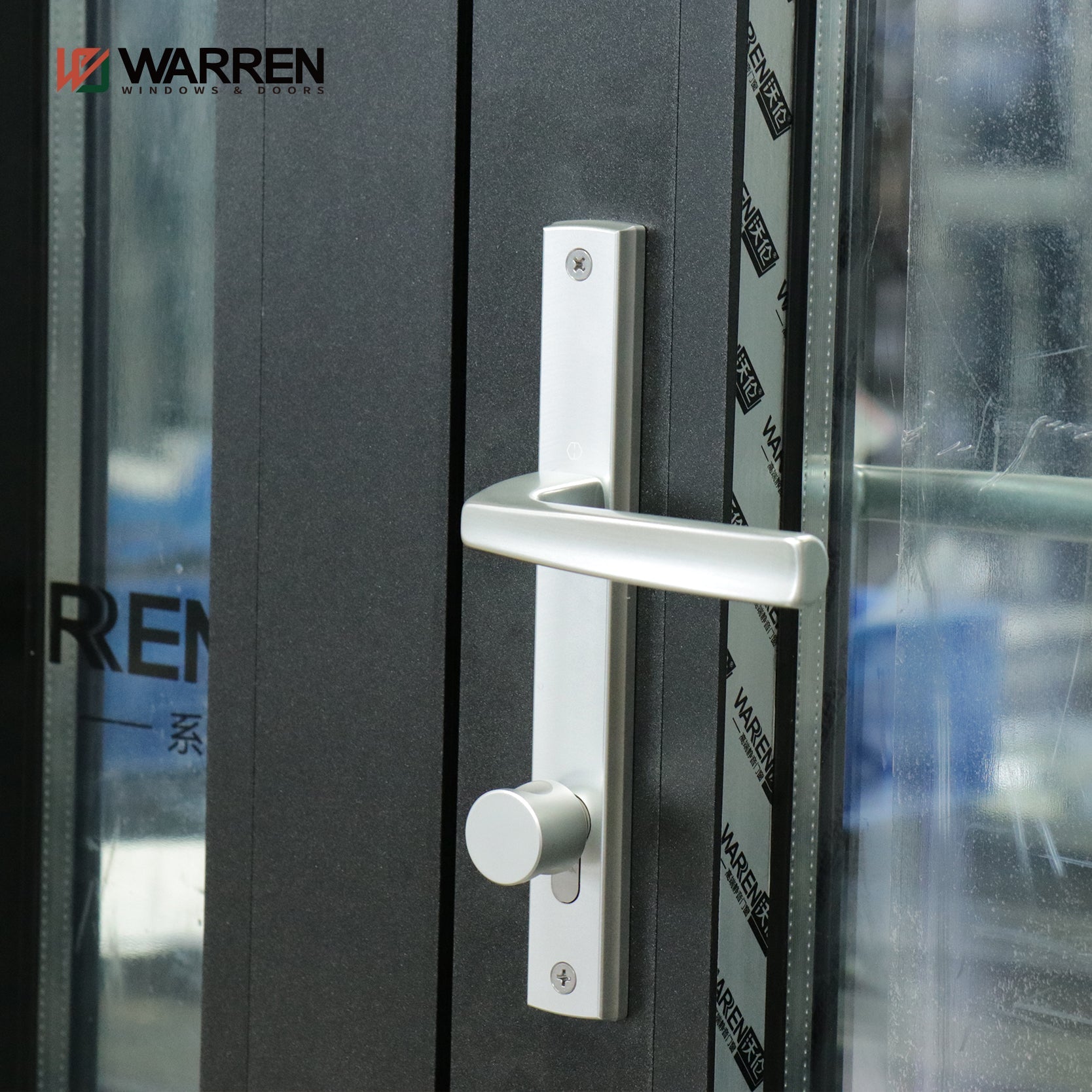 Commercial Aluminum Soundproof Double Glass French Doors Glass Door Asymmetric Design Aluminum Door