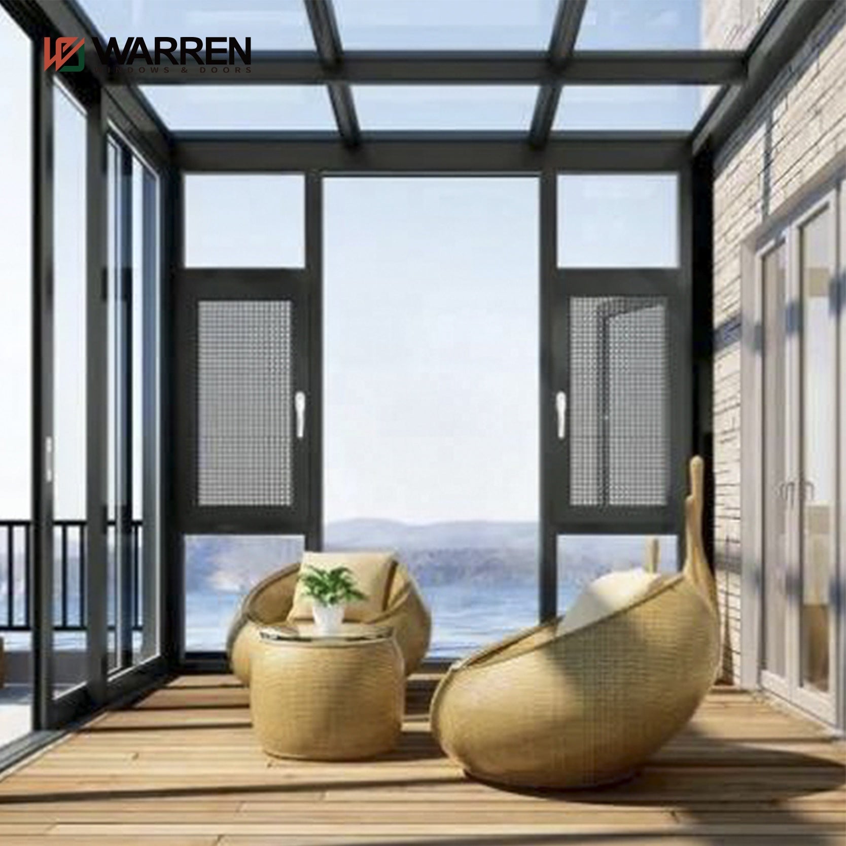 Warren manufacture Price windows maximized view double tempered casement glass cost