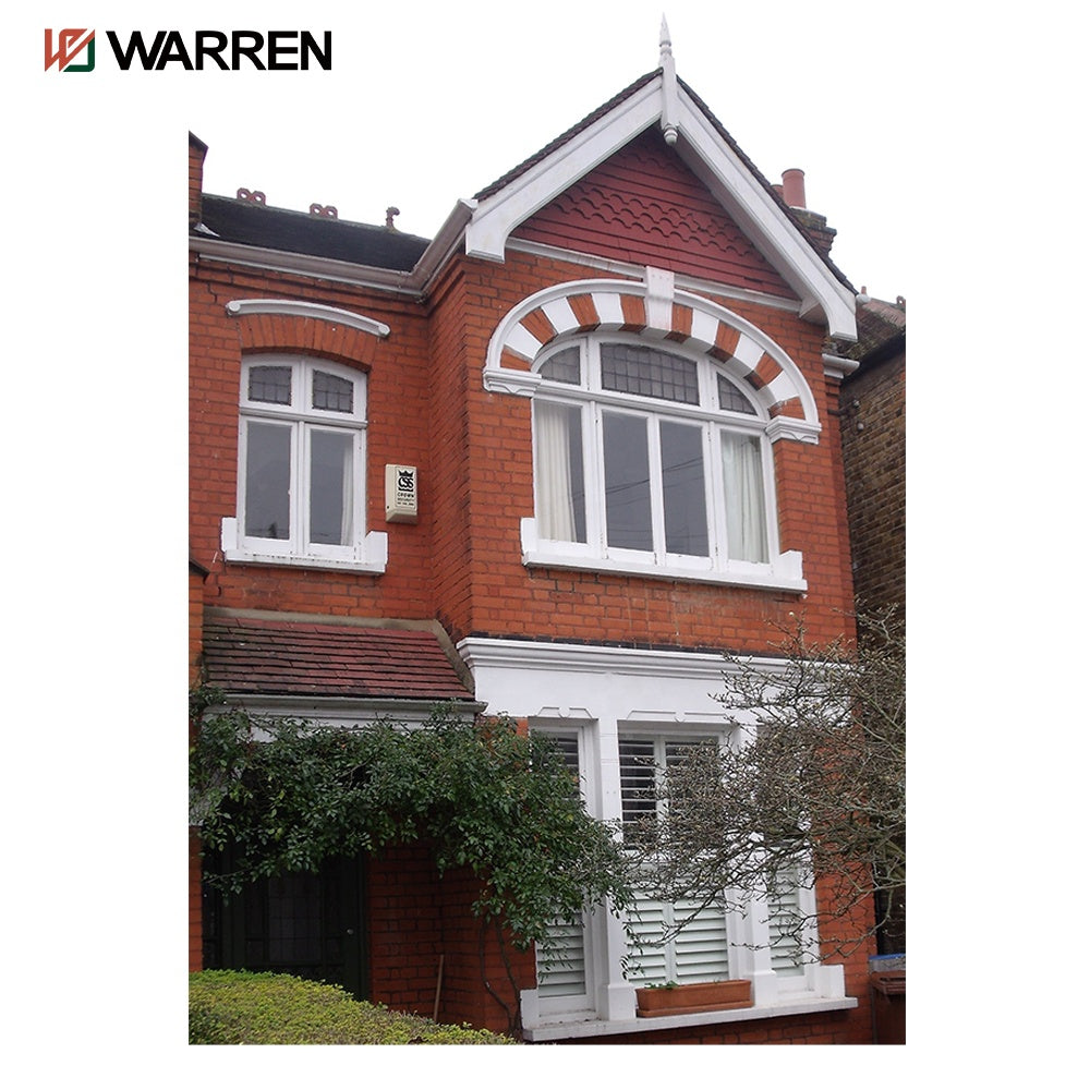 Warren America Customized Specialty Shape Wooden Color Design Aluminum Tempered Glass Arch Shaped Windows