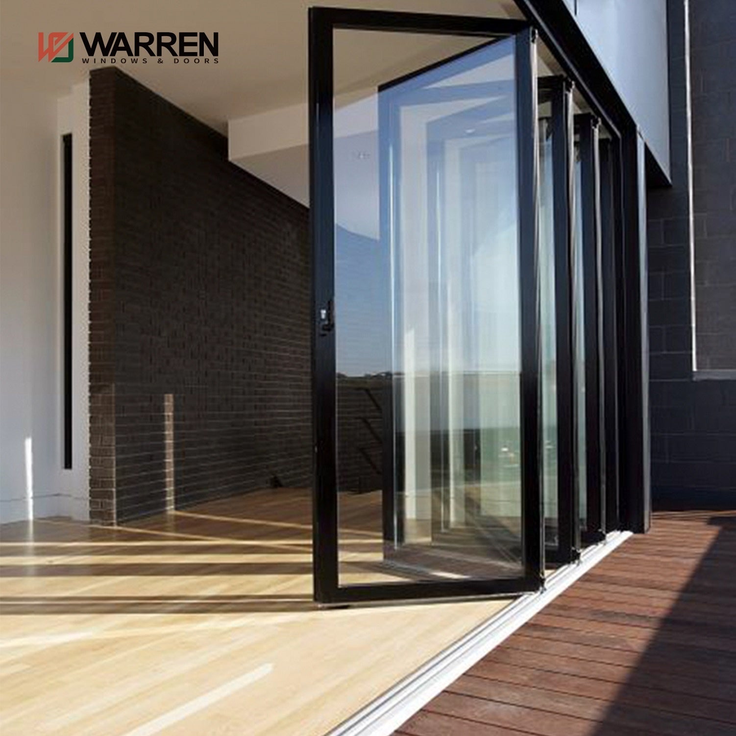 Warren premium vertical bifold doors aluminum folding doors double glass door