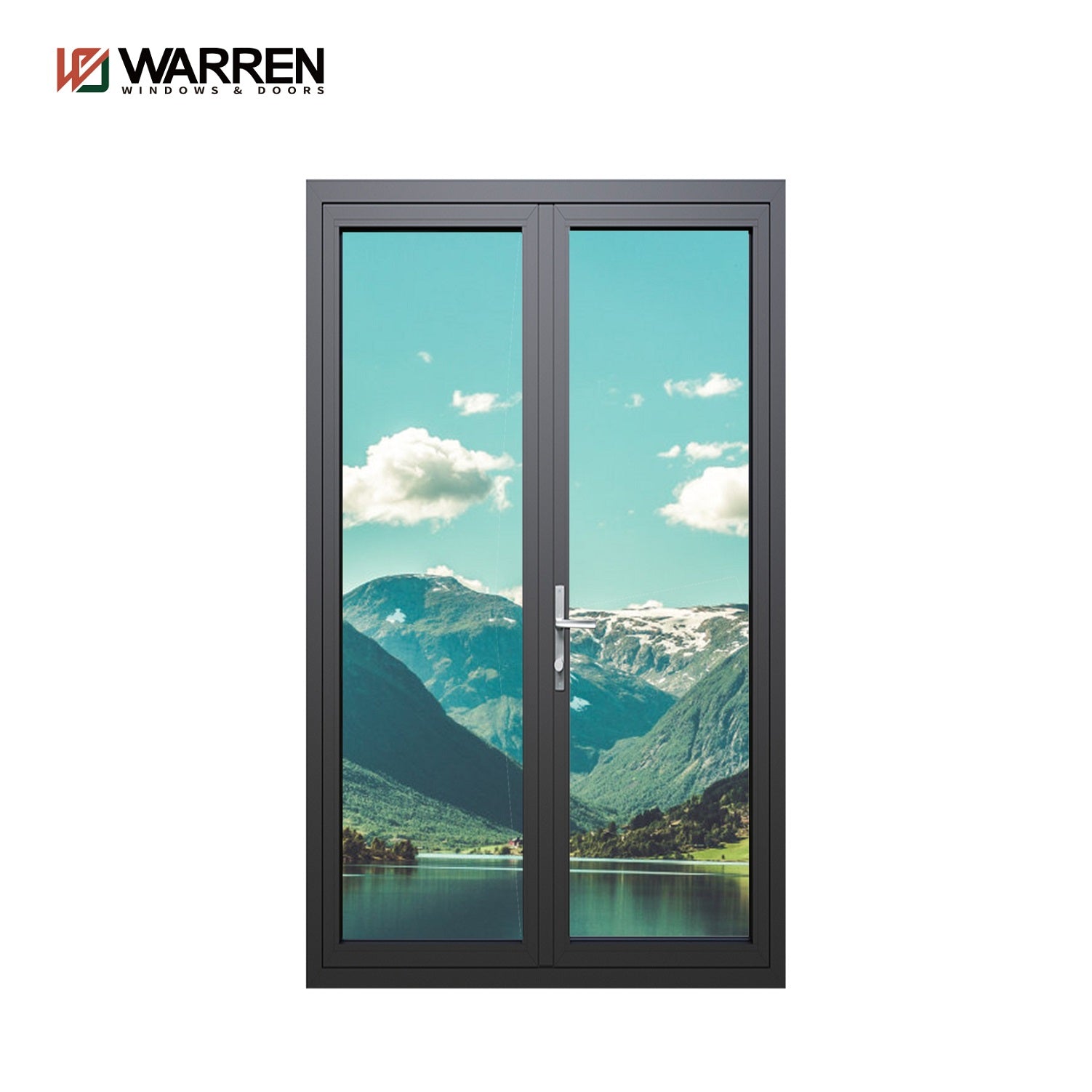 Warren Factory Sale Double Glass Heat Insulation Patio French Hinged Door Aluminum Doors