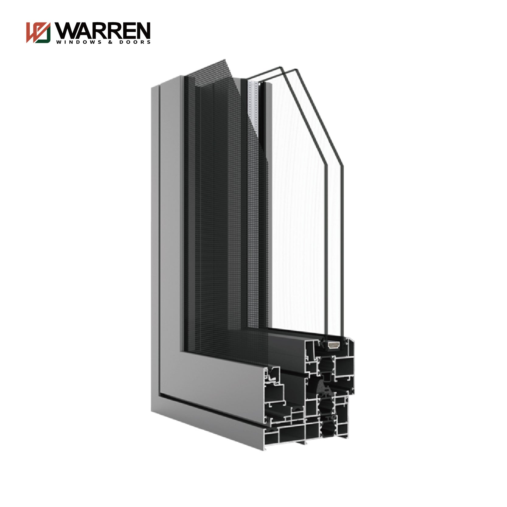 Warren New Model Customized Soundproof Waterproof Aluminum Window Screen  Window Frame Aluminum Windows