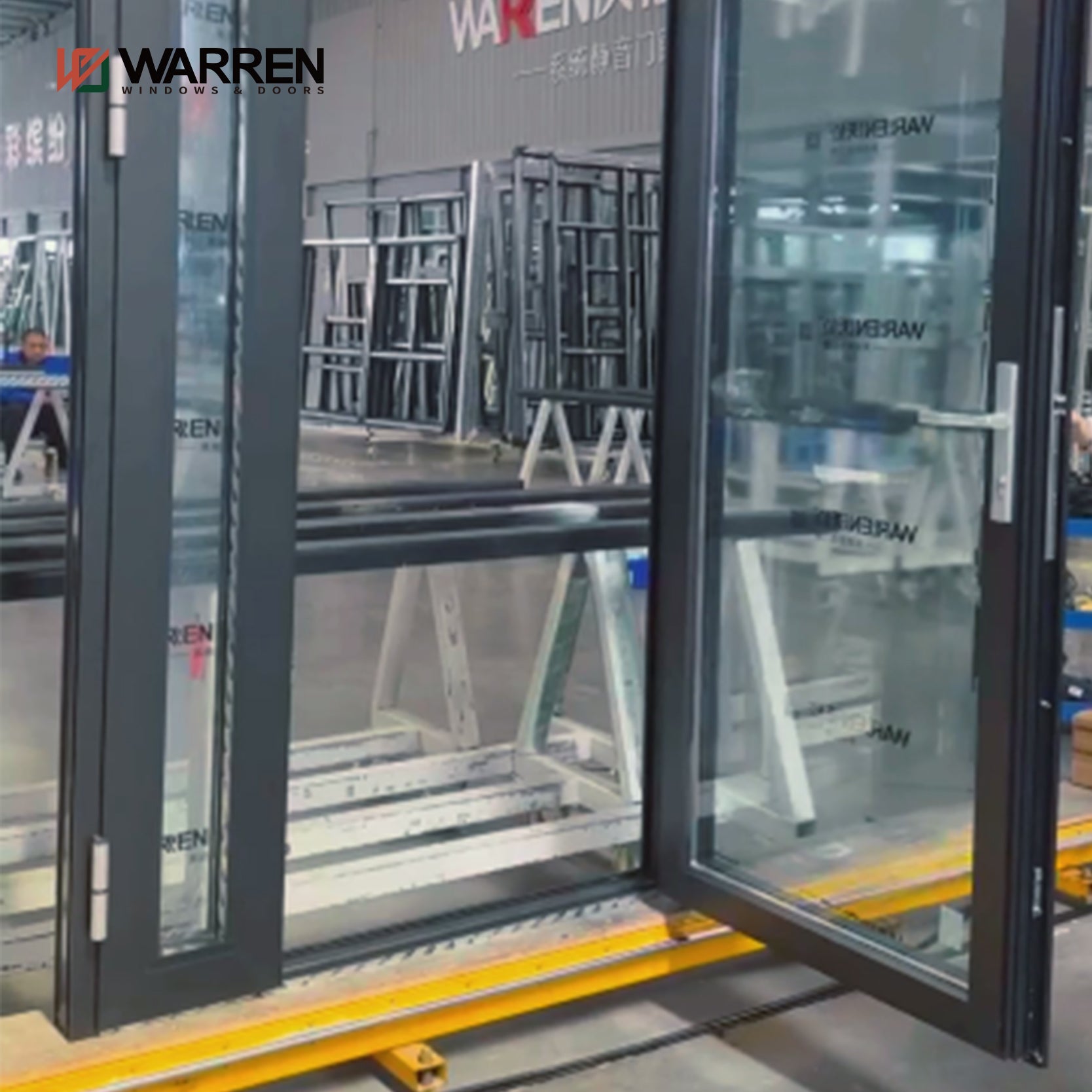 Warren Customization Asymmetric Design Openable Side Lite Price French Door Modern Aluminum Door